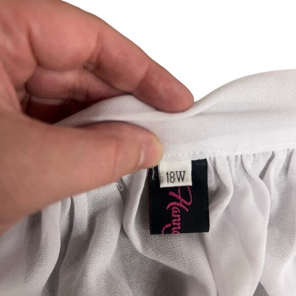 White Ruffle Chiffon Overlay Midi Skirt Tie Waist Plus Size 18W - Picture 3 of 5